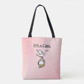 Tote Bag La cigogne porte une petite fille (Dos)
