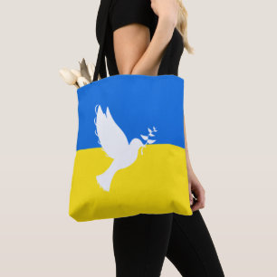 Tote Bag La colombe de la paix - Drapeau de l'Ukraine - Lib
