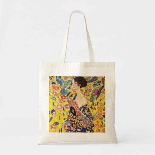 Tote Bag La Dame de Gustav Klimt avec un fan (Devant)