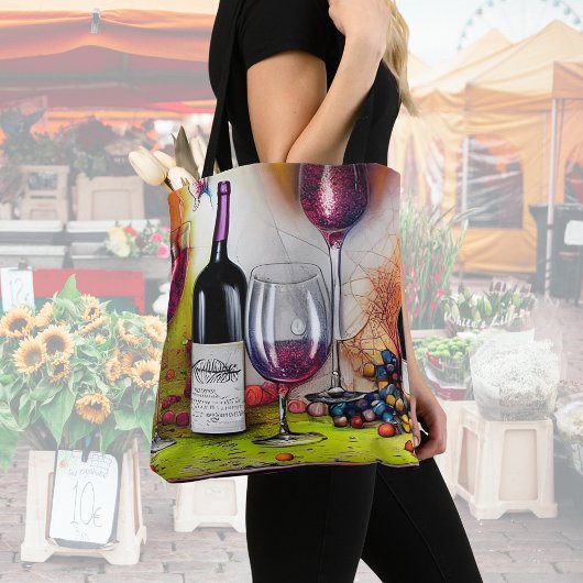 Tote Bag La Dégustation De Vins Art numérique coloré