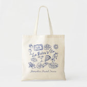 Tote Bag La dolce vita blue Italian bridal shower favors (Devant)