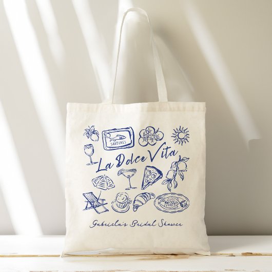 Tote Bag La dolce vita blue Italian bridal shower favors