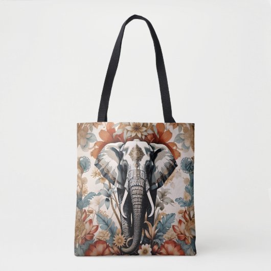 Tote Bag La faune majestueuse des éléphants décorés (Devant)