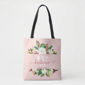 Tote Bag La femme d'honneur florale monogramme (Devant)