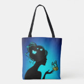 Tote Bag La femme papillons bleues (Dos)