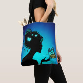 Tote Bag La femme papillons bleues (De près)