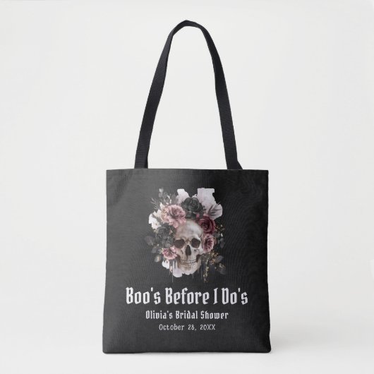 Tote Bag La Fête des mariées d'Halloween Skull Boo's Before (Devant)