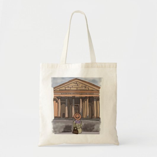 Tote Bag La fille est assise devant le Panthéon à Rome. (Devant)