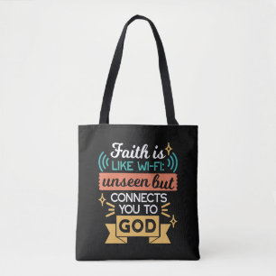 Tote Bag La foi est comme le WiFi Citation chrétienne drôle