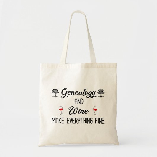Tote Bag La généalogie et le vin rendent tout fin (Devant)
