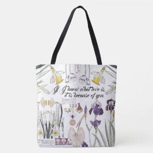 Tote Bag La glycine française de Nouveau d'art fleurit le