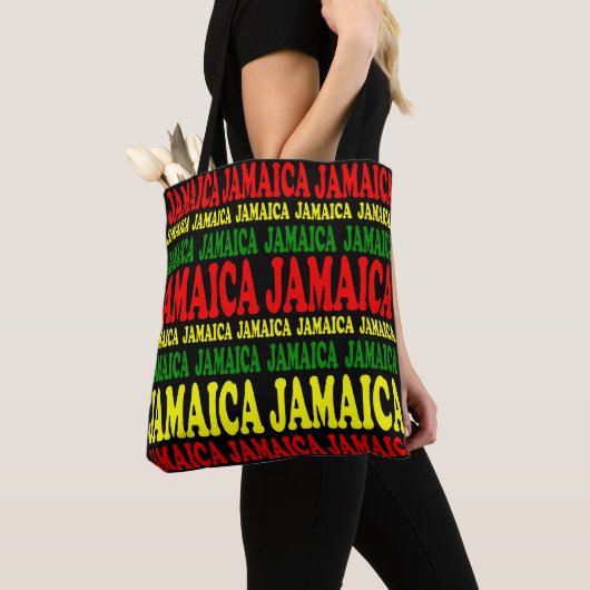 Tote Bag La Jamaïque Jamaïque Rasta jaune vert rouge (De près)