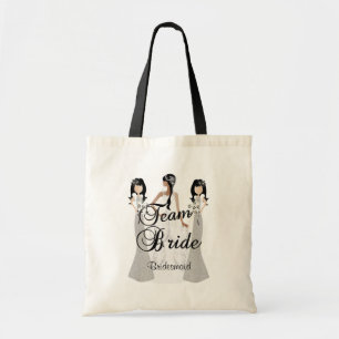 Tote Bag La jeune mariée d'équipe l'épousant gris et