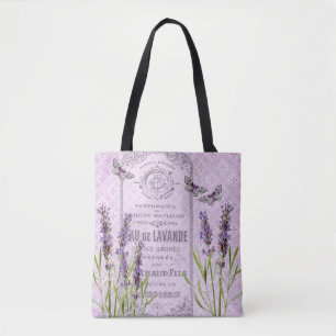 Tote Bag La lavande fleurit le papillon vintage français de