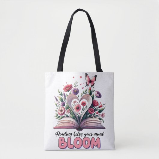 Tote Bag La lecture aide votre esprit à fleurir (Devant)