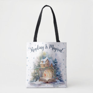 Tote Bag La lecture est un design de flocon de neige magiqu