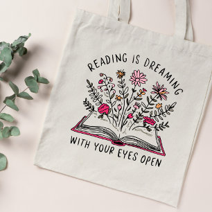 Tote Bag La lecture est un rêve avec un livre ouvert pour l