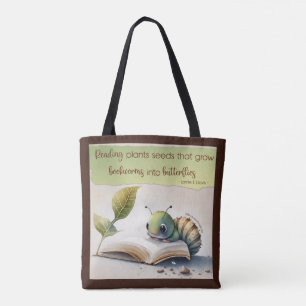 Tote Bag La Lecture Transforme Les Vers De Livres En Papill