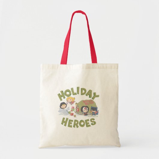 Tote Bag La Ligue de Justice Chibi livre des présents (Devant)