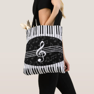 Tote Bag La musique élégante note des clés de clef tripl