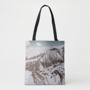 TOTE BAG LA NEIGE COUVERT LA MONTAGNE SOUS DES NUAGES BLANC