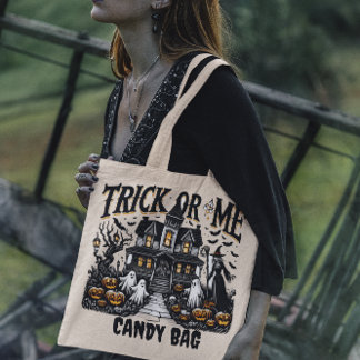 Tote Bag La nuit d'Halloween : sorcières et citrouilles