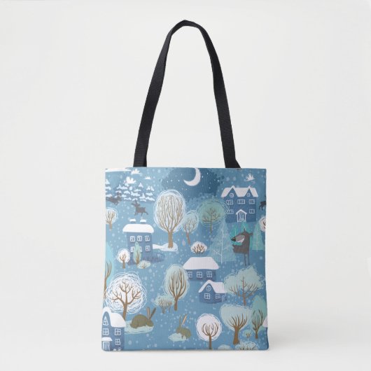 Tote Bag La nuit d'hiver vintage village (Devant)