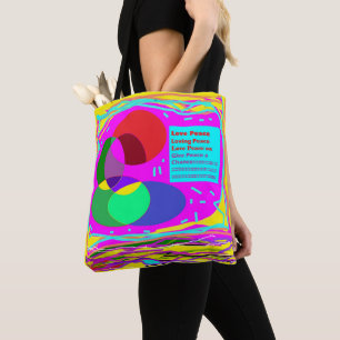 Tote Bag La paix hippie couleurs d'art pour Noël et à tout
