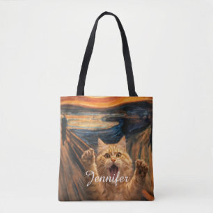 Tote Bag La parodie d'art du chat qui hurle