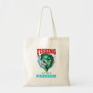 Tote Bag La pêche est ma passion, Citation de pêcheur Vinta