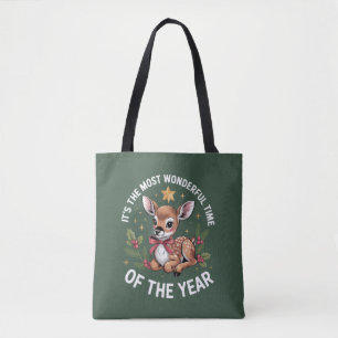 Tote Bag La période la plus merveilleuse Noël cerf vintage