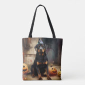 Tote Bag La peur de l'Halloween Citrouille de Rottweiler (Dos)