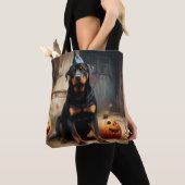Tote Bag La peur de l'Halloween Citrouille de Rottweiler (De près)