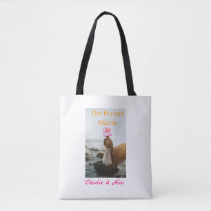 Tote Bag La photo de mariage du couple parfait rétro rose