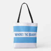 Tote Bag La plage branchée Wheres the Beach ? Bleu et blanc (Dos)