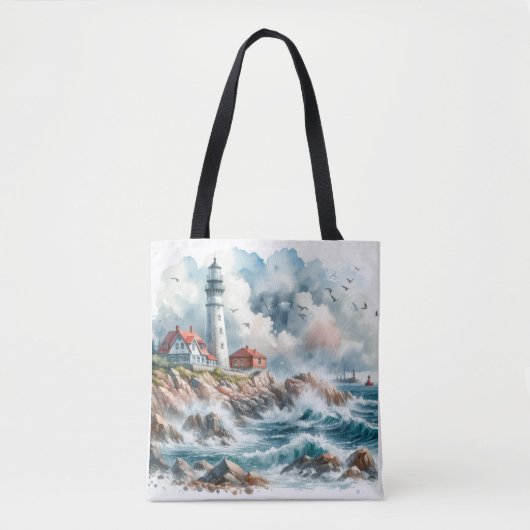 Tote Bag La plage côtière Phare (Devant)