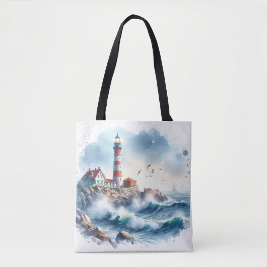 Tote Bag La plage côtière Phare (Devant)