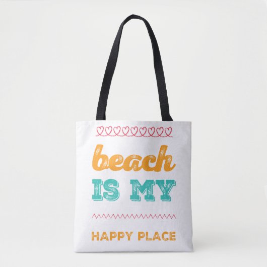 Tote Bag La Plage De Typographie Funky Est Mon Endroit Heur (Devant)