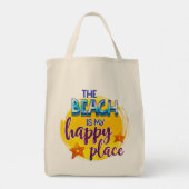 Tote Bag La plage est mon Happy Place Citation été (Dos)