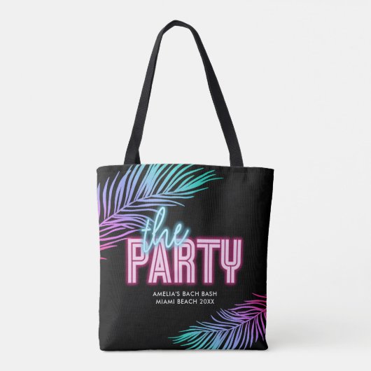 Tote Bag La plage tropicale bleue et rose de la mariée (Dos)