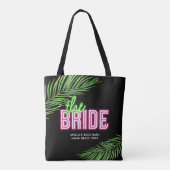 Tote Bag La plage tropicale rose et verte de la mariée (Dos)