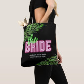 Tote Bag La plage tropicale rose et verte de la mariée (De près)