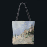 Tote Bag La promenade à Trouville par Claude Monet<br><div class="desc">Le Boardwalk de Trouville (1870) de Claude Monet est un tableau d'art impressionniste vintage qui présente une plage dans une station balnéaire de Normandie, en France, par beau temps. À propos de l'artiste : Claude Monet (1840-1926) est un fondateur du mouvement de peinture impressionniste française, dont la plupart de ses...</div>