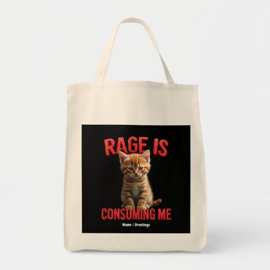 Tote Bag La rage me consomme Cute Kitten Chat, Feline drôle (Devant)