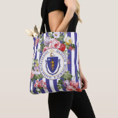 Tote Bag La rayure florale du Massachusetts personnalisent (De près)