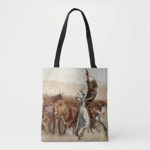 Tote Bag La Récolte d'Art Occidental par Frederic Remington
