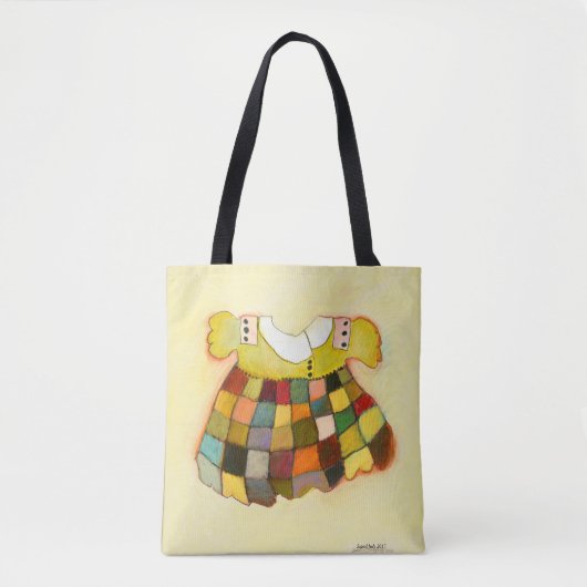 Tote Bag la robe de l'enfant mignon girly, jaune (Devant)