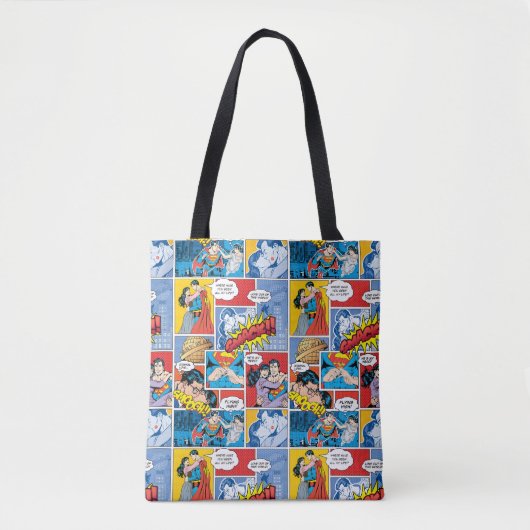 Tote Bag La Saint-Valentin Superman | Collage de bandes des (Devant)
