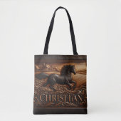 Tote Bag La sculpture en cuir du cheval de course (Devant)