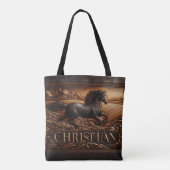 Tote Bag La sculpture en cuir du cheval de course (Dos)